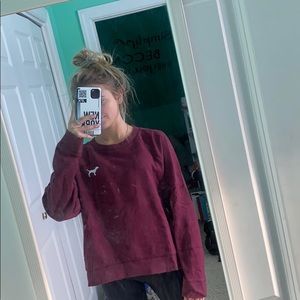 VS PINK maroon crew neck sweater